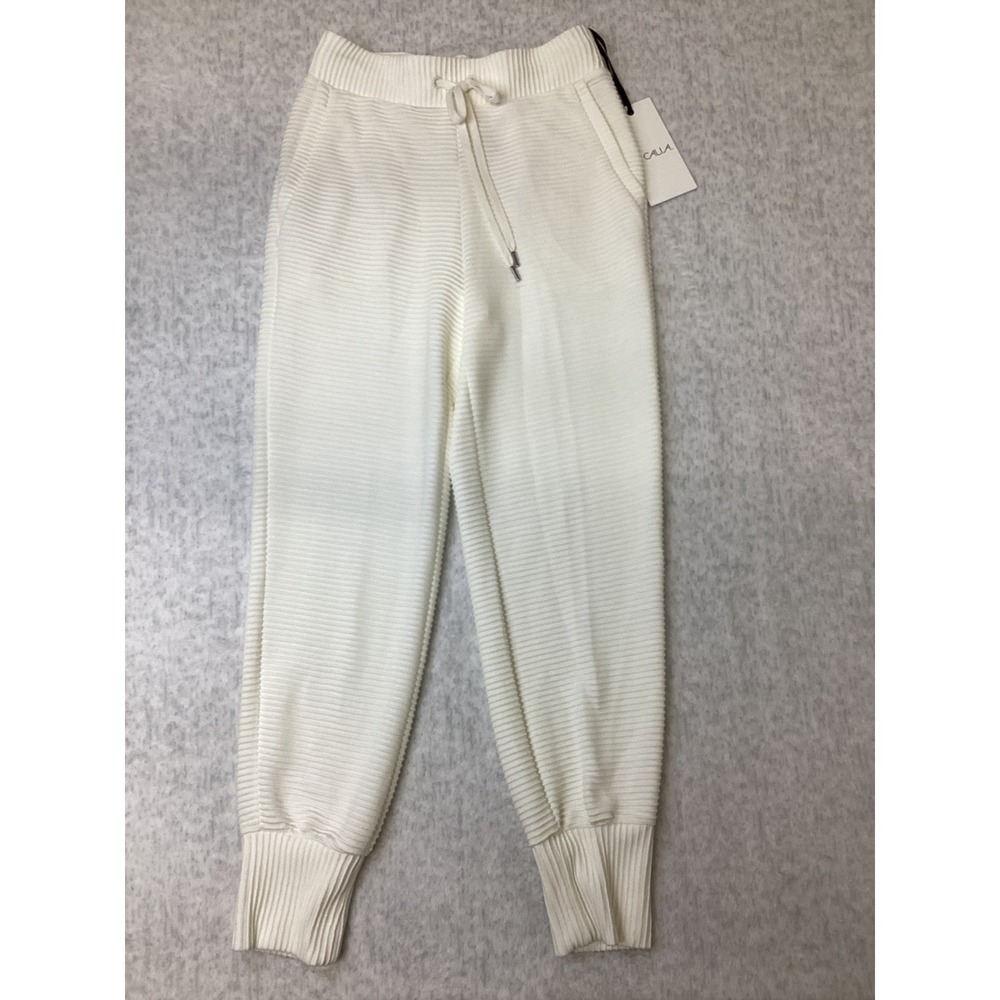 CALIA Elevate Rib High-Rise Jogger Pants Cloud Cover White Small WAX82